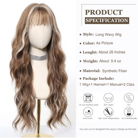 Esmee Long Wavy Brown with Highlight Wigs for Women Natural Synthetic Hair Ombre Wig for Daily & Party Use