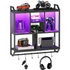 HOOBRO Gaming Floating Shelves with LED Lights, 28.7" LED Wall