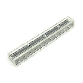 BELI-BECO 64/12 Distribution Plate for Cross-Hole Plugs - Miniature Banana Plug with Pin Diameter: 2.6 mm, 24 Connections, 100 x 20 mm (Transparent)