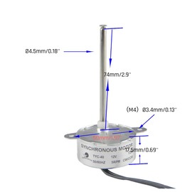 CHANCS TYC-40 Synchronous Gear Motor DC 12V 5RPM CW/CCW Inner-Screw Shaft Length 7.4cm Electric Motor for Christmas Decoration fiber optic lights