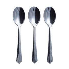 TABLECLOTHSFACTORY 144 Pieces - Silver Plastic 5.5" Coffee Spoon - Sorrentine Collection