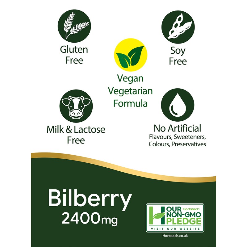 Bilberry Extract Capsules | 2400mg | 200 Count | Vegan