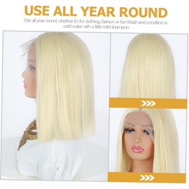 FRCOLOR Lace Front Wig Human Hair for Women Straight Heat Resistant Wig Natural Look Lightweight Design for Daily Wear Parties Special Events