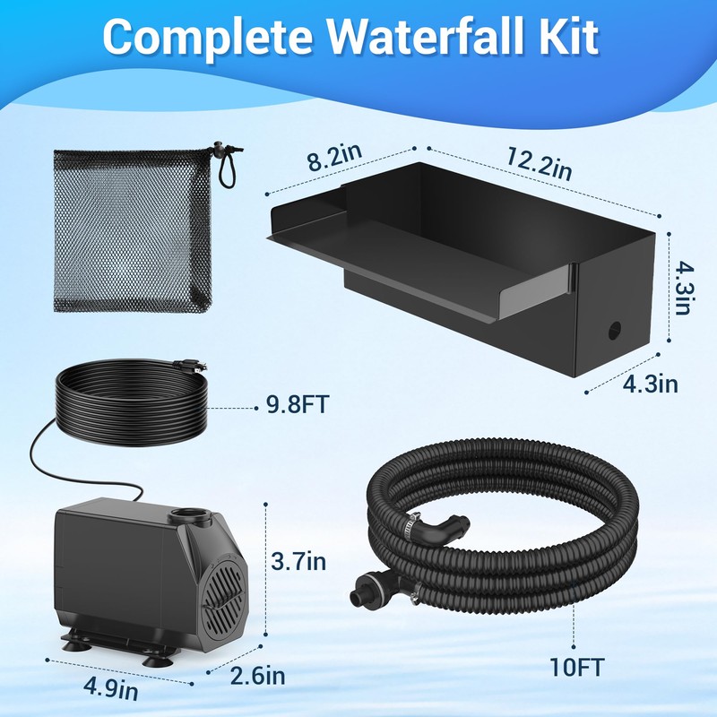 NFESOLAR Pond Waterfall Spillway Kit for Outdoor Pond up to