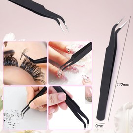 8 Pcs Rhinestone Picker Tool Kit, Dual-Ended Rhinestones Applicator | Nail Art Applicator with 4 Wax Tips +2 Tweezer | 2 Rhinestone Pick-Up, Dotting Wax Pen for DIY Manicure, Craft Gem Setting