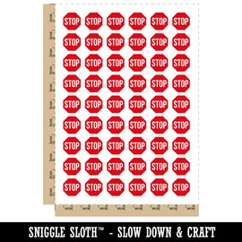 Stop Sign Temporary Tattoo Water Resistant Fake Body Art Set Collection - 54 1" Tattoos (1 Sheet)