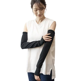 Missy List Women's Arm Cover, UV Protection, Cooling Sensation, Sun Protection, 100% Organic Cotton, Non-Sewn Specifications, Black