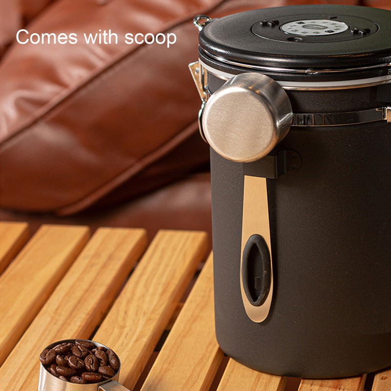 1.5L Coffee Canister Coffee Container with Scoop Date Tracker Stainless
