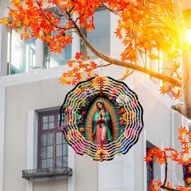 Virgin Mary Wind Spinner, Metal Wind Spinners Outdoor/Indoor,Virgin Mary Hanging Garden Decor for Outside, Stainless Wind Spinners for Yard and Garden 10 inch 3D (25.76X25 CM)