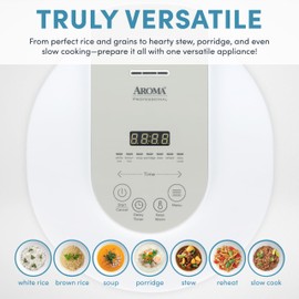 AROMA® Professional Rice Cooker with Purple Clay Cooking Pot, 6-Cup (Uncooked) / 12-Cup (Cooked), Healthy Grain Multicooker, Natural Ceramic, 3 Qt, White, ARC-7206P