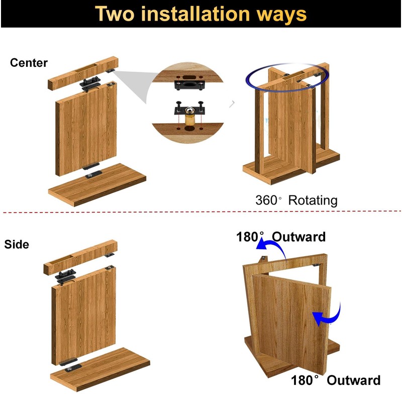 Heavy Duty Hidden Door Hinges - Thickened Solid Steel Pivot