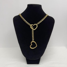 Slip Chain with Heart O-Ring, Punk Style Necklace, Adjustable Chain for Women & Men - Color: Gold