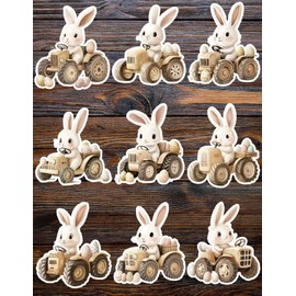 Unbranded Easter Bunny On Tractor Vinyl Stickers Set Scrapbooking Laptop Waterbottle