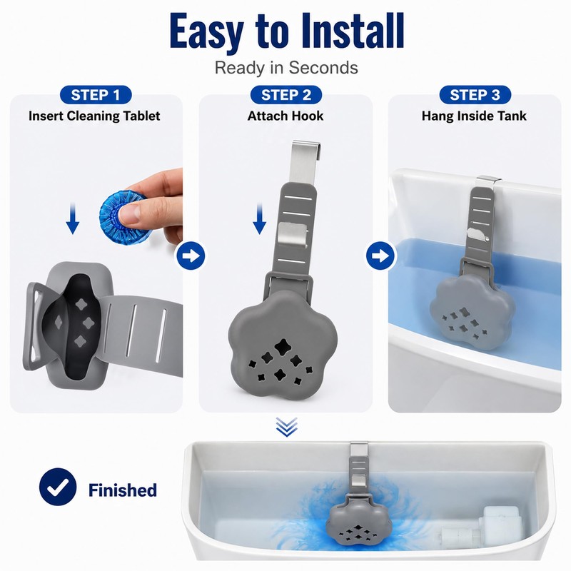 Toilet Tank Tablet Holder, Toilet Bowl Tablet Holder with Adjustable