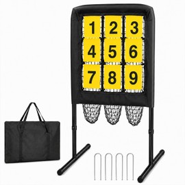 Malletra 9 Hole Baseball Pitching Net with Pitching Target, Adjustable