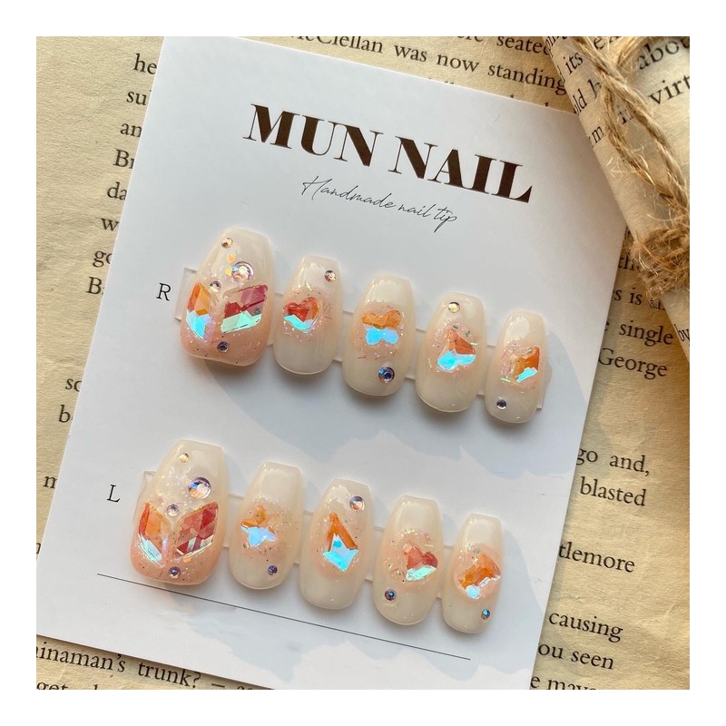 Aurora Cheek Nail Tips - Short Oval / 오로라 치크