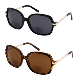 Yogo Vision Bifocal Reading Sunglasses for Women-Classic Square UV400 Sun Protection Outdoors Readers Eyewear +1.5