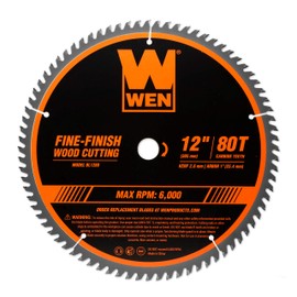 WEN BL1280 12-Inch 80-Tooth Fine-Finish Professional Woodworking Saw Blade for Miter Saws and Table Saws