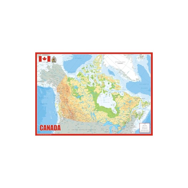 Canada Physical Map - 23.3 x 16.5 inches - Paper