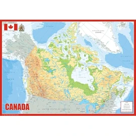 Canada Physical Map - 23.3 x 16.5 inches - Paper Laminated