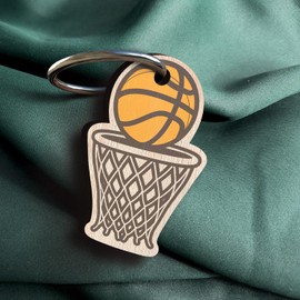 Basketball Schlüsselanhänger handgemacht aus Holz, Glücksbringer, Basket Ball, Geschenk für US Sportfreunde, Geschenk für Basketballer