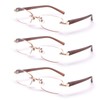 FEIVSN 3-Pack Rimless Reading Glasses For Women, Lightweight Spring Hinge