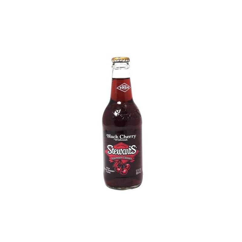 Stewarts Original Black Cherry Wishniak Soda 12 Oz Glass Bottle