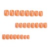 Short Fake Nails Square Press On Nails With Orange Designs
