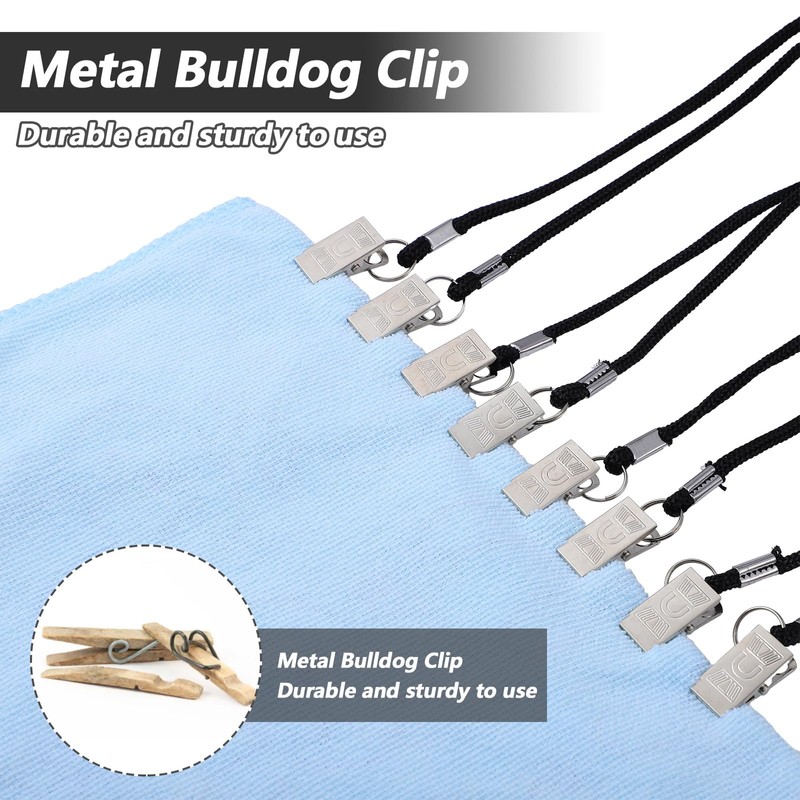 Xelsluthe 6PCS Black Adjustable Napkin Clip with Neck Chains, Dental
