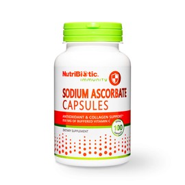 NutriBiotic NutriBiotic - Sodium Ascorbate Buffered Vitamin C Capsules, 100 Ct | Vegan, Non-Acidic & Easier on Digestion Than Ascorbic Acid | Essential Immune Support & Antioxidant Supplement | Gluten & GMO Free