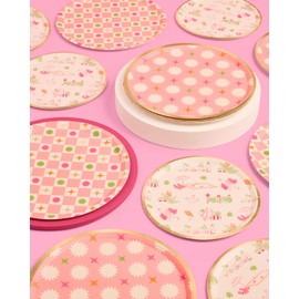 xo, Fetti Palm Royale Paper Plates | 32 pcs, 2 sizes | Tropical Bachelorette Decorations, Dinner Party Setting, Flamingo Birthday Decor, Cute Picnic Tablescape