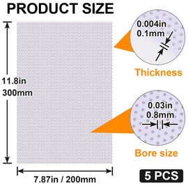 Pndeyo 5 Sheets White Fursuit Eyes Mesh, 0.8mm Waterproof PVC Eye Mesh Sheet, Printable Blank Plastic Mesh Canvas for Furry Cosplay Props Fursuits Handicrafts Making- 11.8in x 7.87in