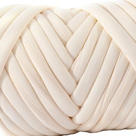 Thick Chunky Yarn Weight Yarn Giant Wool Yarn Threads Bulky Yarn Bulky Giant Yarn for Cushion Knitted Mat Throw Scarf, Cream