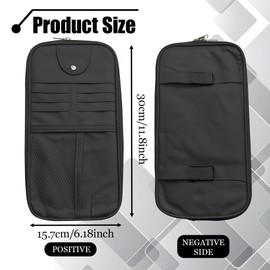 Rebvugr Car Sun Visor Organizer, Auto Accessories Sunglass Holder for Car, Multi-functional Sun Organizer Storage Bag, General Motors Interior Parts Storage Bags are Fit for Cars, SUVs, Trucks (Black)