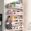 Sevenblue 4-Pack Magnetic Spice Rack for Refrigerator with Hooks, Pink