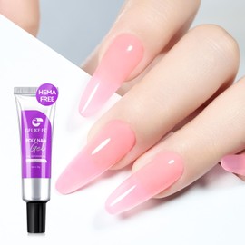 Gelike ec Pink Poly Nail Gel: HEMA Free Tube Acrylic Gel for Gel Nails Quick Dry Nail Extension for Nails Long Lasting & Natural for Starter Nail Studio DIY at Home Nail Art Design Manicure