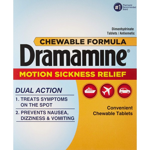 Dramamine 25'S Motion Sickness Chewable Tablet, 50 Count