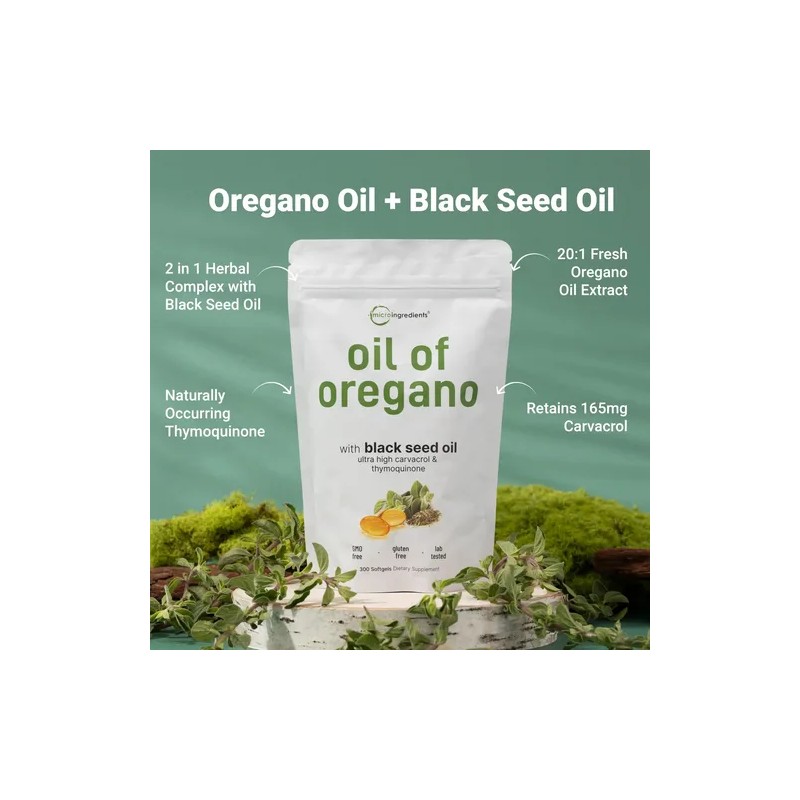 Aceite De Orégano 300 Cápsulas Blandas Oregano Oil Softgels, 300