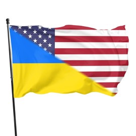 American & Ukrainian Flag 3x5 Feet Banner - Outdoor & Indoor Decorative Garden Flag