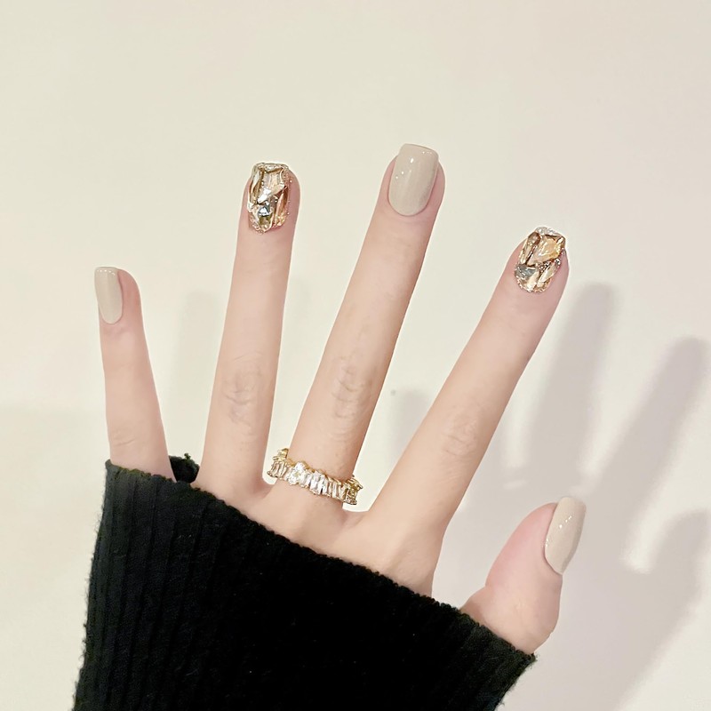 Domiya Nail Tip, 3D Nails, 24 Pieces, Very Short Popular,