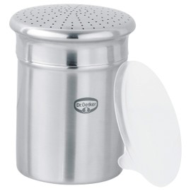 Dr. Oetker Puderzuckerstreuer fein, Küchenhelfer aus hochwertigem Edelstahl, zum dekorativen und schnellen Bestäuben, großes Füllvolumen, inklusive Schutzdeckel, (Farbe: silber), Menge: 1 Stück