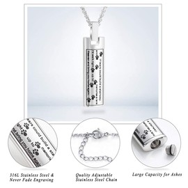Cremation Jewellery Urn Necklace for Ashes, Pet Paw Print Memorial Pendant for Dog Cat Ash Keepsake Locket for Men for Women, Stainless Steel, No Gemstone