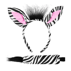 CYNOSURETECH 2 Pieces Zebra Costumes, Zebra Headbands, Zebra Tails, Animal Costumes For Kids Women, Animal Dress Up Accessories, Suitable For Parties, Carnivals