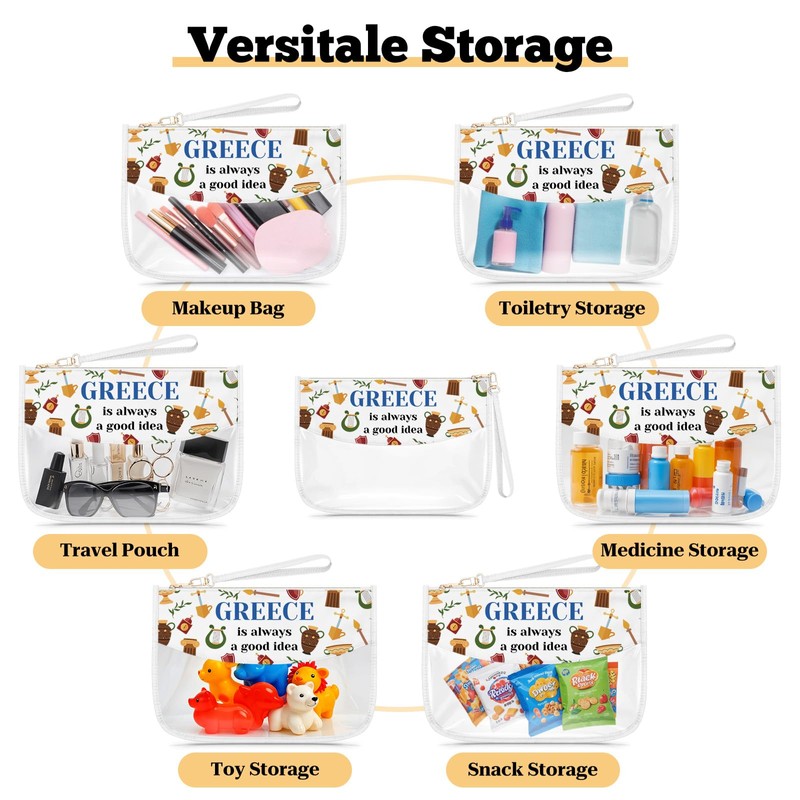 Greece Travel Essentials Gifts Clear Makeup Bag Greece Lover Gift