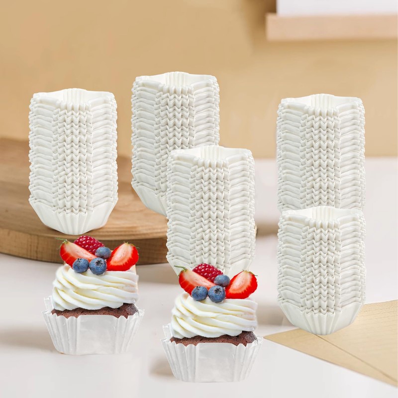 YEXEXINM 1000 Pcs Square Cupcake Liners Disposable Craft White Baking