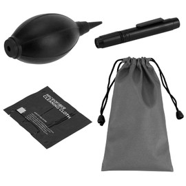 QWORK Camera Lens Cleaning Kit - 4-in-1 Includes Lens Cleaning Pen, Microfiber Cloths, Air Blower - Compatible with Sony, Nikon, Canon, DSLR Cameras & Cell Phones