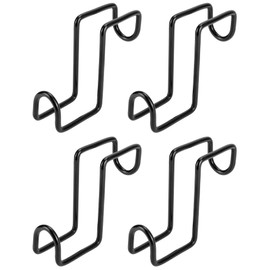 QWORK 4 Inch Tack Hook Set - 4 Pack Heavy Duty Black Horse Halter Rack, Over Rail Bridle Hooks Anti-Rust Coated Metal Hooks for Horse Bridle, Water Bucket Hangers, Stable and Barn Organization