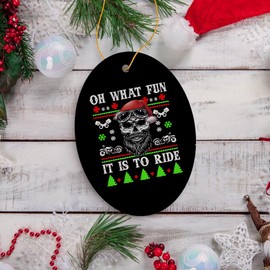 Collectible Skeleton Themed Ornaments (Biker Skull Santa Christmas Ornament)