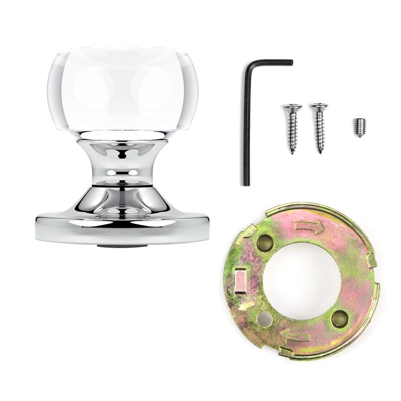 Dummy Ribbed Round Crystal Door Knobs Polished Chrome Round Rosette