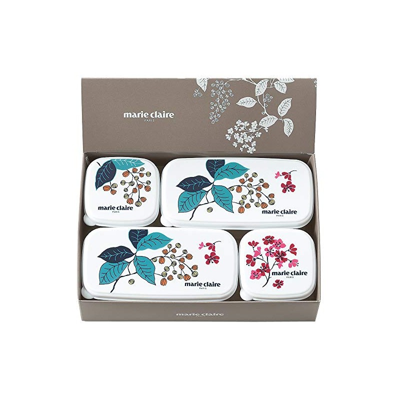 Tamahashi Marie Claire Sealing Containers, Multicolor, Rectangular Shape, 9.8 fl